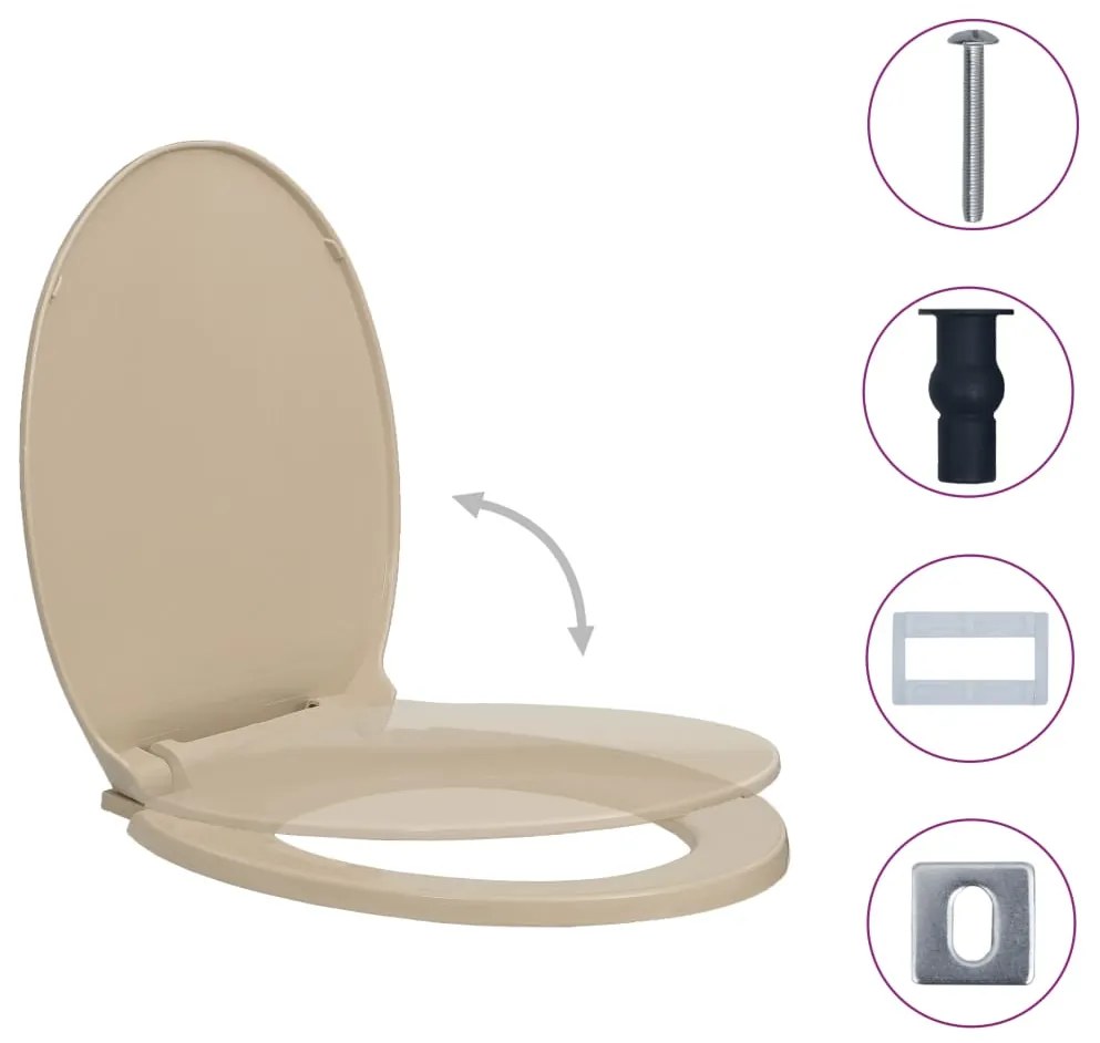 vidaXL Κάλυμμα Λεκάνης με Soft Close & Quick Release Οβάλ Μπεζ