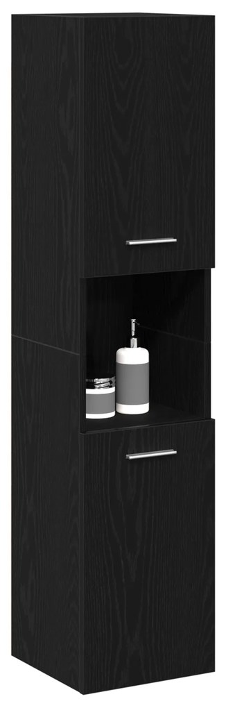 vidaXL Ντουλάπι Τοίχου Μπάνιου Μαύρο Δρυς 30x30x130 εκ από Ξύλο