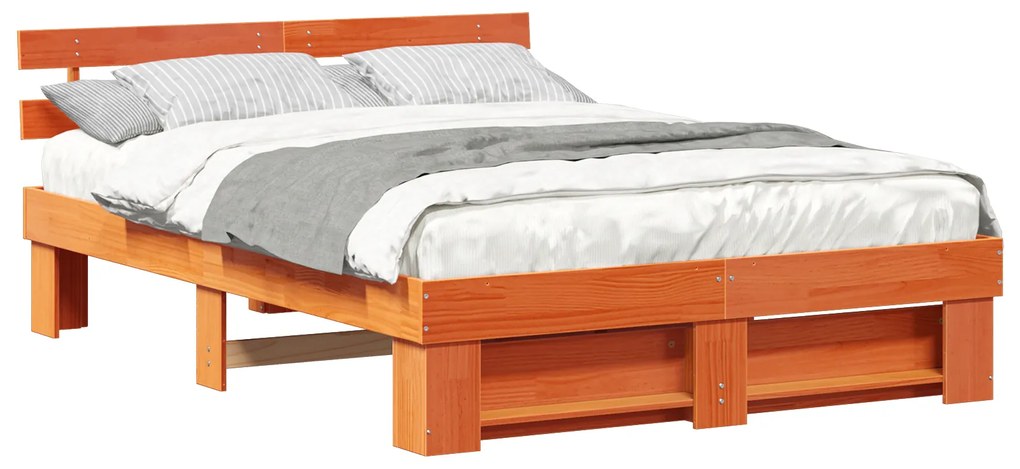 vidaXL Σκελετός Κρεβατιού Καφέ κεριού 140 x 200 cm Μασίφ ξύλο πεύκου