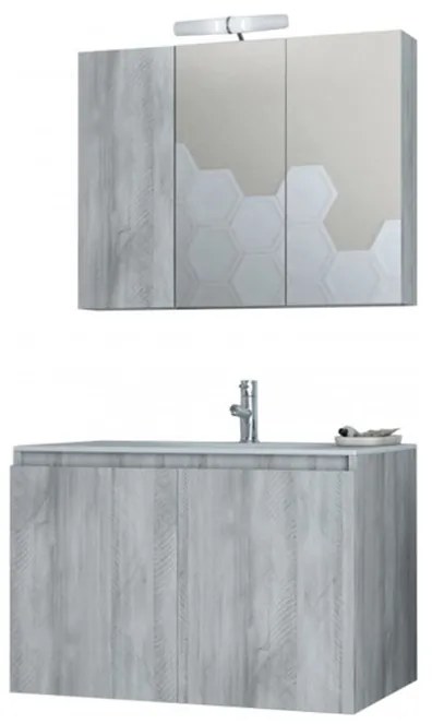 DROP Σετ επιτοίχιου επίπλου μπάνιου, Verona 75, Gray, Drop DROP986620