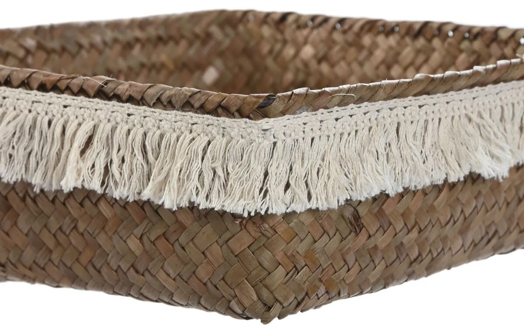 Σετ Καλαθιών Home ESPRIT Φυσική ίνα Boho Φθαρμένο 26 x 26 x 10 cm