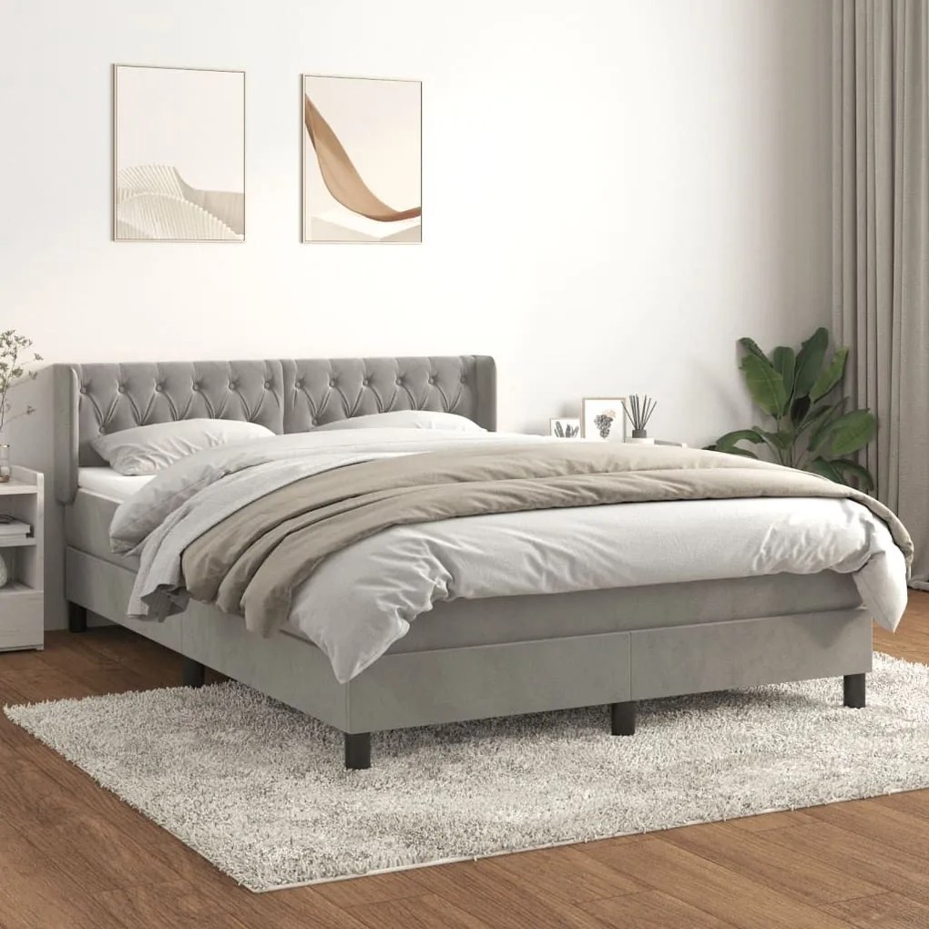 ΚΡΕΒΑΤΙ BOXSPRING ΜΕ ΣΤΡΩΜΑ ΑΝΟΙΧΤΟ ΓΚΡΙ 140X200 ΕΚ. ΒΕΛΟΥΔΙΝΟ 3131141