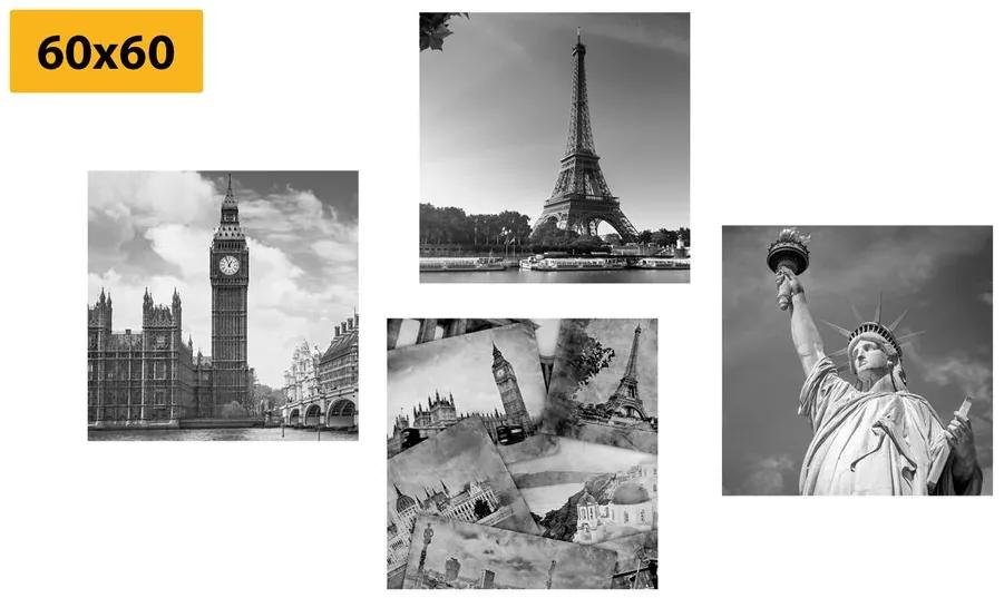 Σετ από εικόνες πόλης και ιστορικές καρτ ποστάλ - 4x 60x60