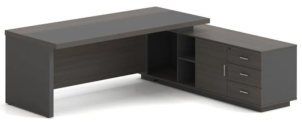 VIP Γραφείο Δεξιά Γωνία, Απόχρωση Grey Walnut 180x90x75/180x50x62 cm