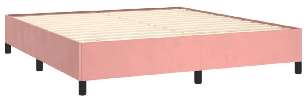 Κρεβάτι Boxspring με Στρώμα Ροζ 180x200 εκ. Βελούδινο - Ροζ