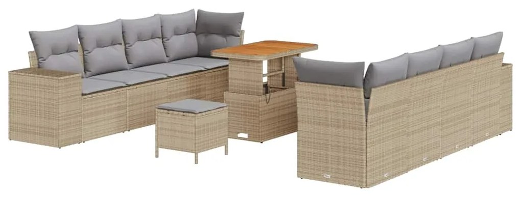 vidaXL Σετ Καναπέ Κήπου 11 pcs Μπέζ και Ανοιχτό Γκρι συνθετικό ρατάν