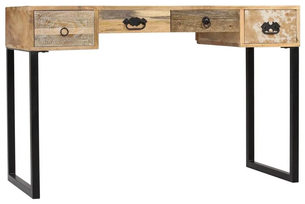 vidaXL Γραφείο 117 x 50 x 76 εκ. από Μασίφ Ξύλο Μάνγκο & Γνήσιο Δέρμα