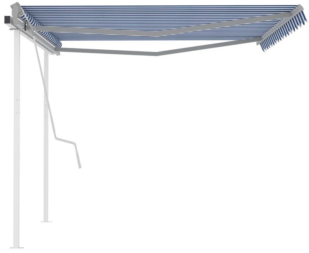 vidaXL Τέντα Συρόμενη Χειροκίνητη με Στύλους Μπλε / Λευκό 4,5 x 3,5 μ.