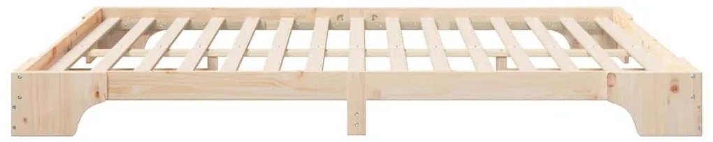vidaXL Κρεβάτι δαπέδου Καφέ 160 x 220 cm Μασίφ ξύλο πεύκου