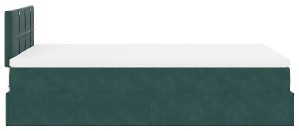 Οθωμανικό κρεβάτι με στρώμα σκούρο πράσινο 120x190 cm Velvet - Πράσινο