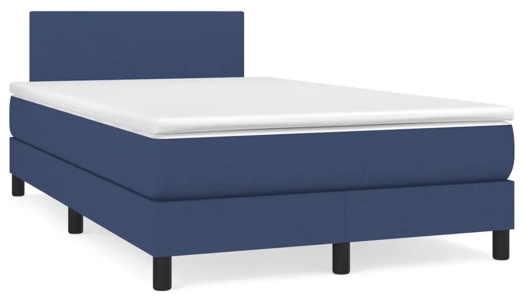 vidaXL Κρεβάτι Boxspring με Στρώμα Μπλε 120x200 εκ. Υφασμάτινο