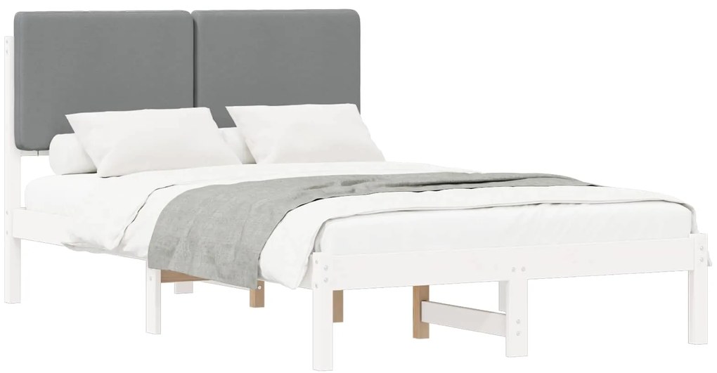 vidaXL Σκελετός Κρεβατιού με Επενδεδυμένο Κεφαλάρι Ανοιχτό γκρι