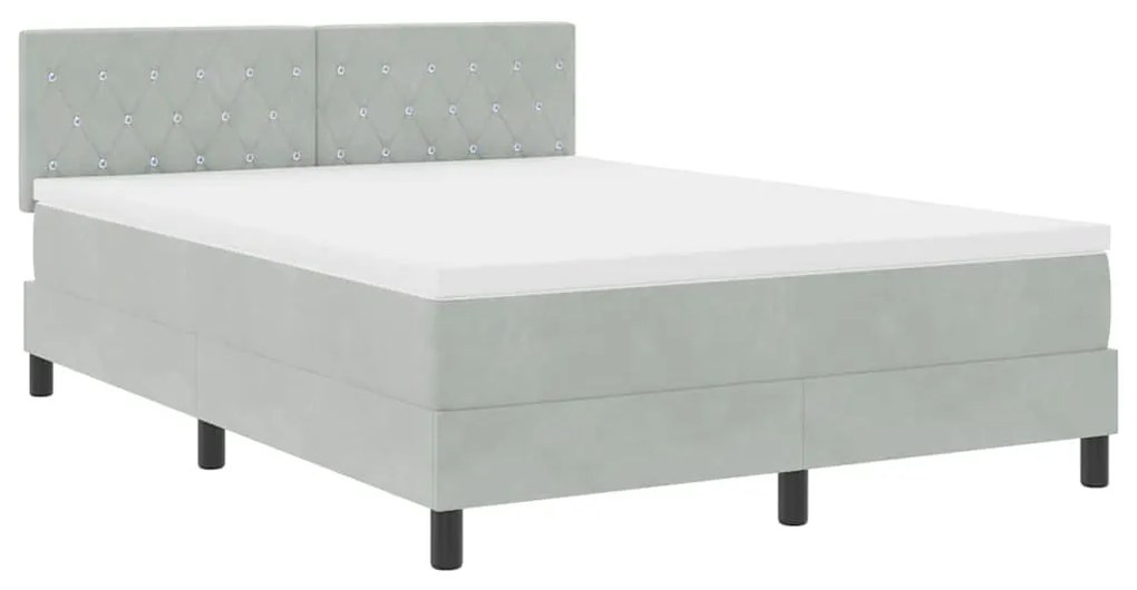 vidaXL Κρεβάτι με ελατήρια Ανοιχτό γκρι 160 x 200 cm Βελούδο