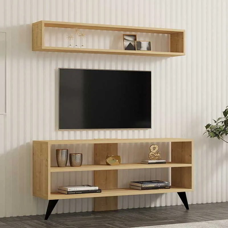 Σύνθετο σαλονιού Prestige pakoworld σε oak απόχρωση 120x29,6x50εκ