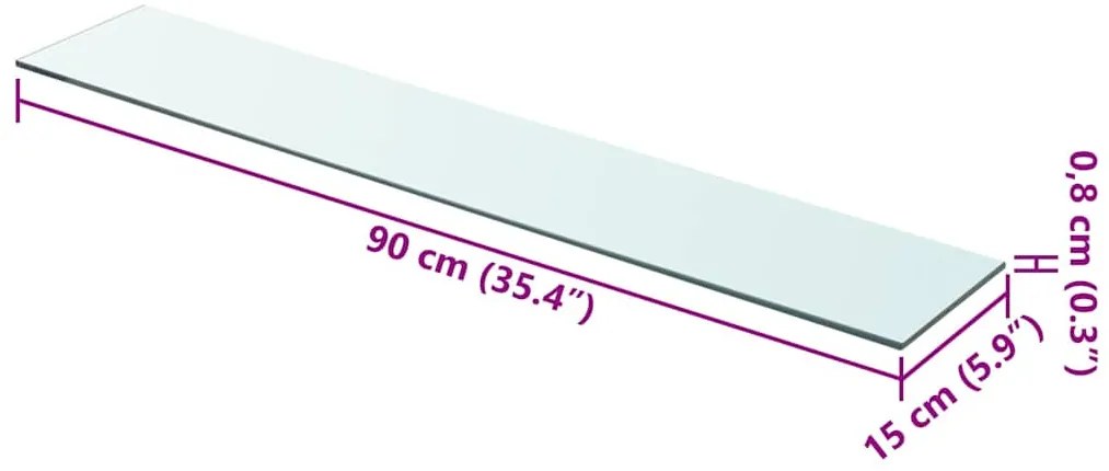 vidaXL Ράφι Πάνελ Διάφανο 90 x 15 εκ. Γυάλινο