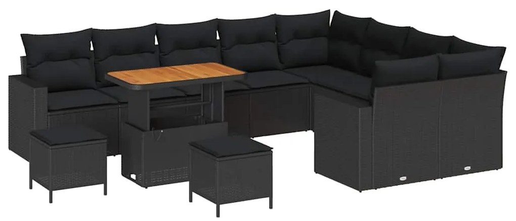 vidaXL Σετ Καναπέ Κήπου 12 pcs Μαύρο συνθετικό ρατάν