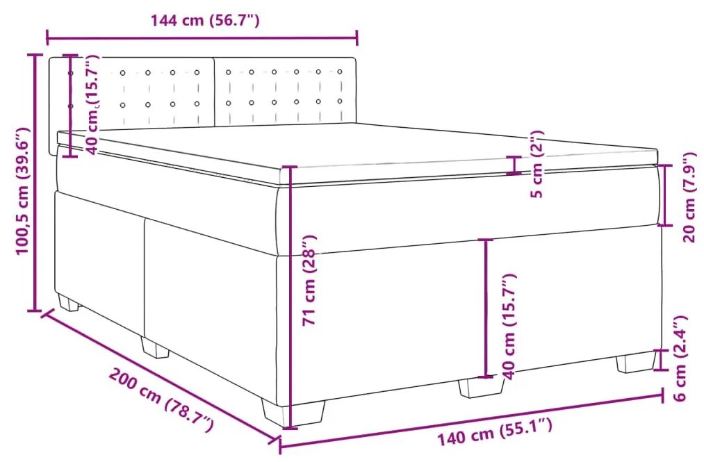 Κρεβάτι Boxspring με Στρώμα Γκρι 140x200εκ. από Συνθετικό Δέρμα - Γκρι