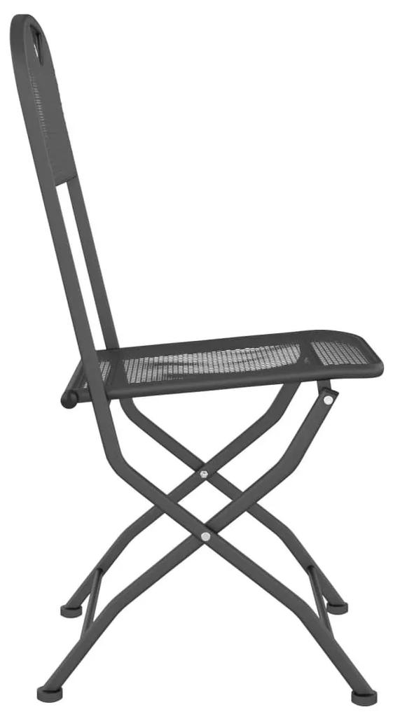 Καρέκλες Κήπου Πτυσσόμ. 4 τεμ. Ανθρακί Εκτετ. Μεταλλικό Πλέγμα - Ανθρακί
