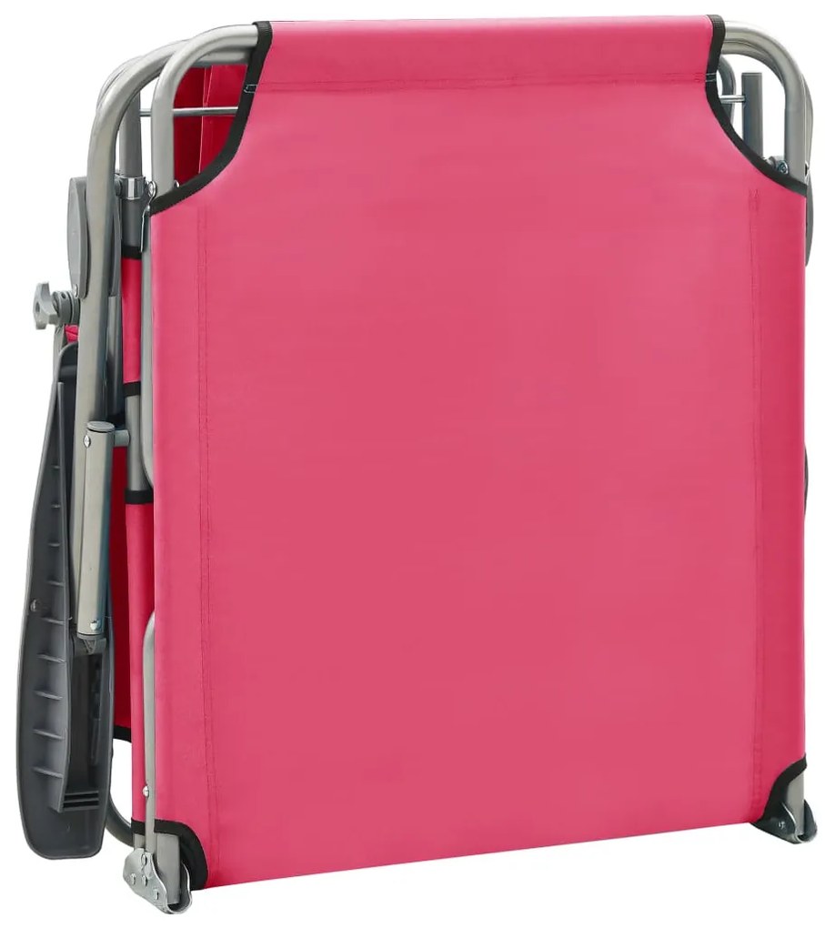 vidaXL Ξαπλώστρα Ροζ Ατσάλινη με Σκίαστρο