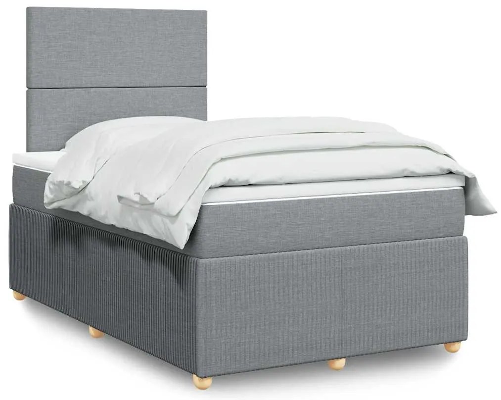 vidaXL Κρεβάτι Boxspring με Στρώμα Ανοιχτό Γκρι 120x200 εκ. Υφασμάτινο