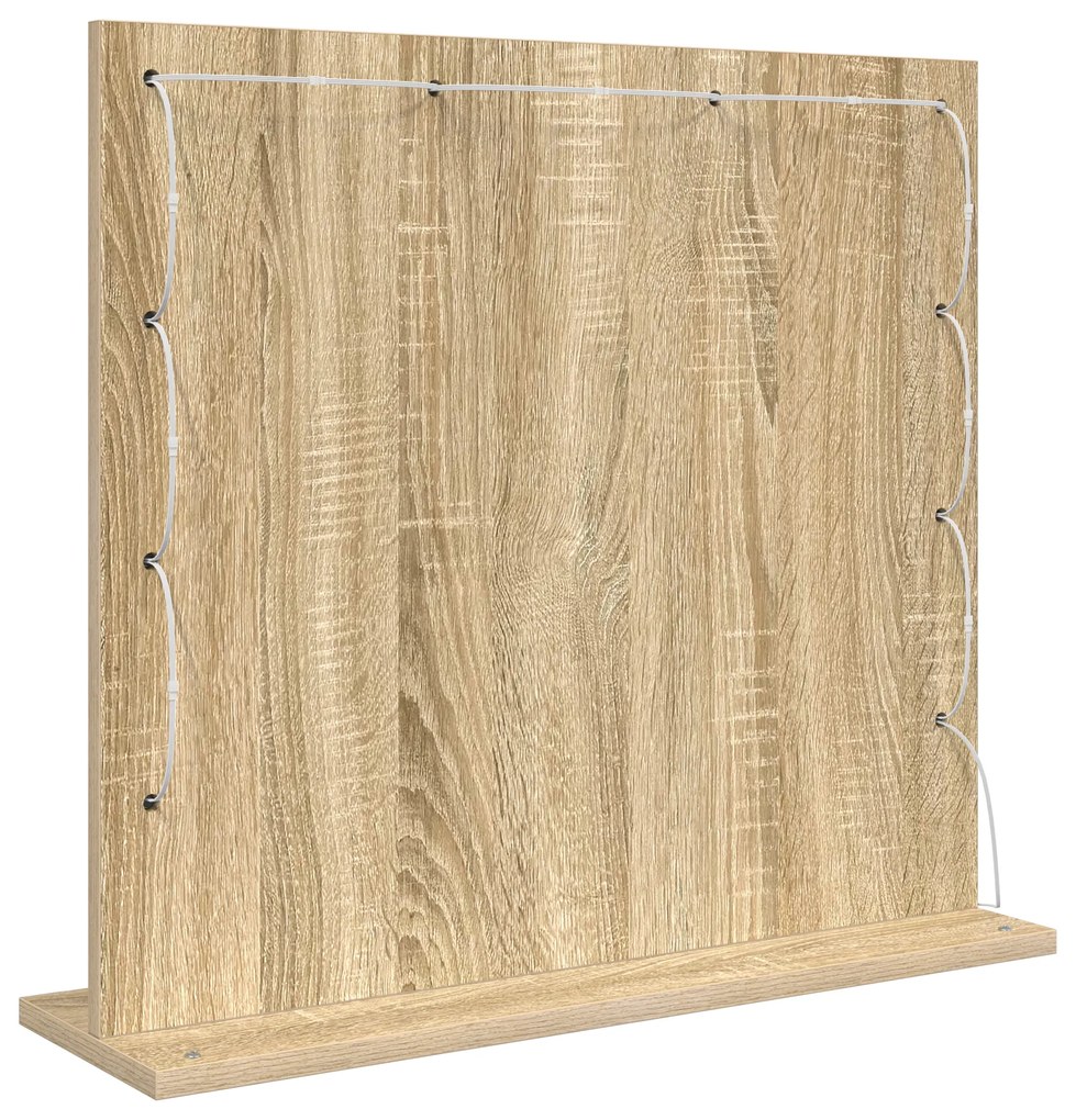 vidaXL Καθρέφτης Vanity με Φώτα LED Sonoma Oak 60x55x18 εκ.