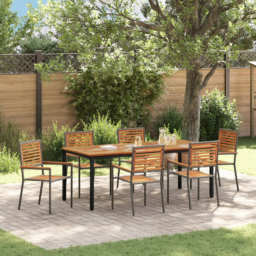 vidaXL 7 pcs Γκρι, Καφέ 200 x 100 x 75 cm