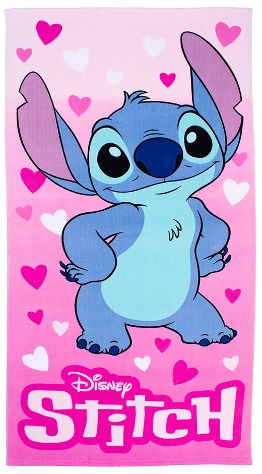 Πετσέτα Θαλάσσης Παιδική Lilo & Stitch 84 Quick Dry Pink DimCol Θαλάσσης 70x140cm Microfiber
