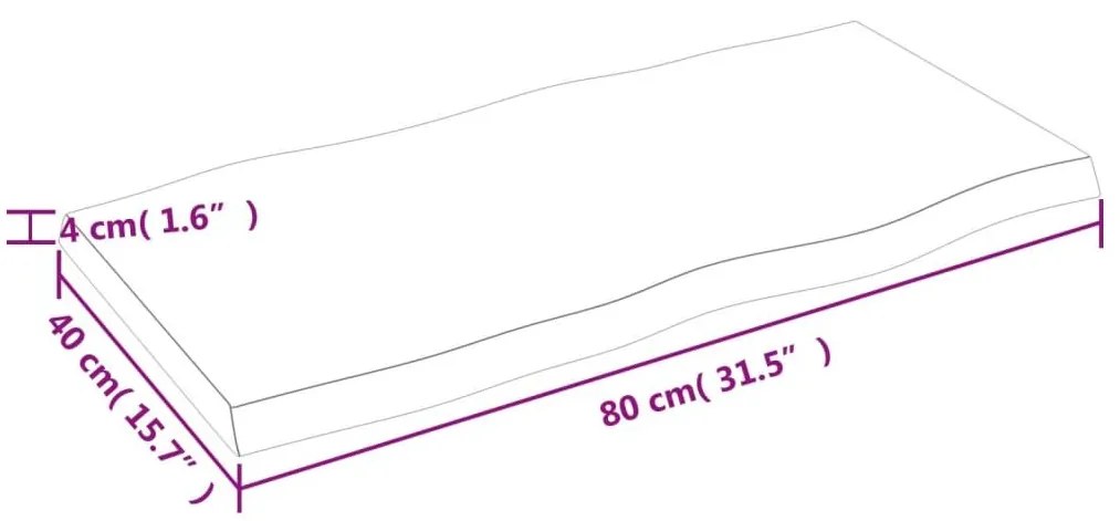 Επιφ Τραπεζιού Αν Καφέ 80x40x(2-4)εκ. Ακατέργ. Μασίφ Ξύλο Δρυός - Καφέ