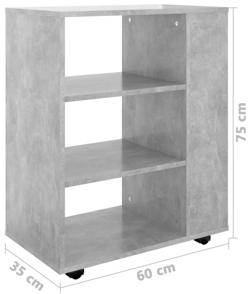 Ντουλάπι Τροχήλατο Γκρι Σκυρ. 60 x 35 x 75 εκ. από Επεξ. Ξύλο - Γκρι