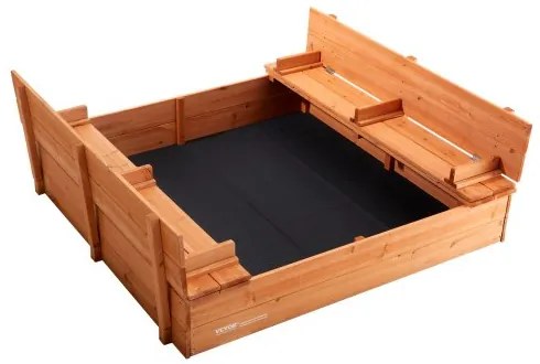 VEVOR Wooden Sandbox Sand Box Sand Pit with Bottom Liner for Outdoor Ages 3-12
