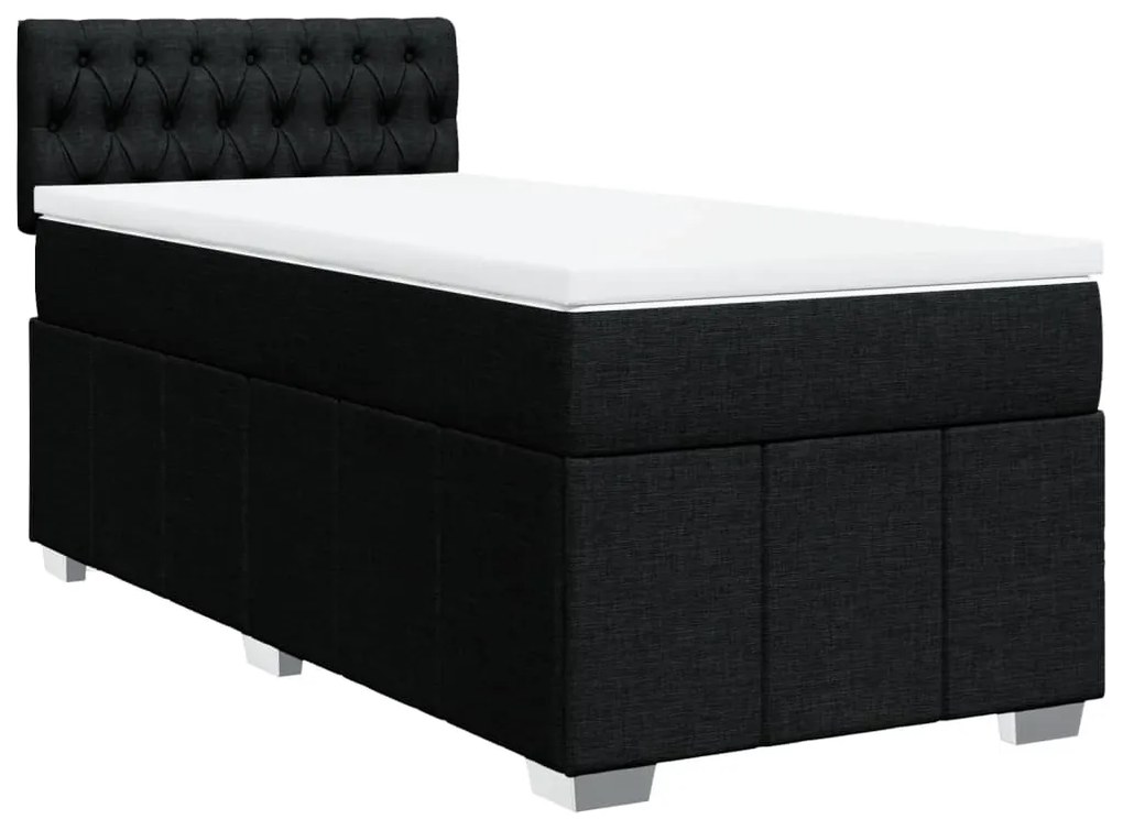 vidaXL Κρεβάτι Boxspring με Στρώμα Μαύρο 90x200 εκ. Υφασμάτινο