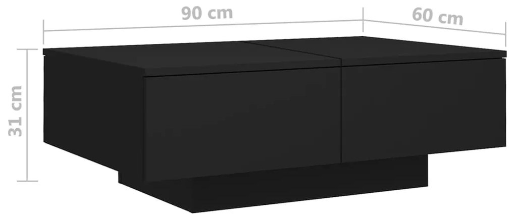 vidaXL Τραπεζάκι Σαλονιού Μαύρο 90 x 60 x 31 εκ. από Επεξ. Ξύλο