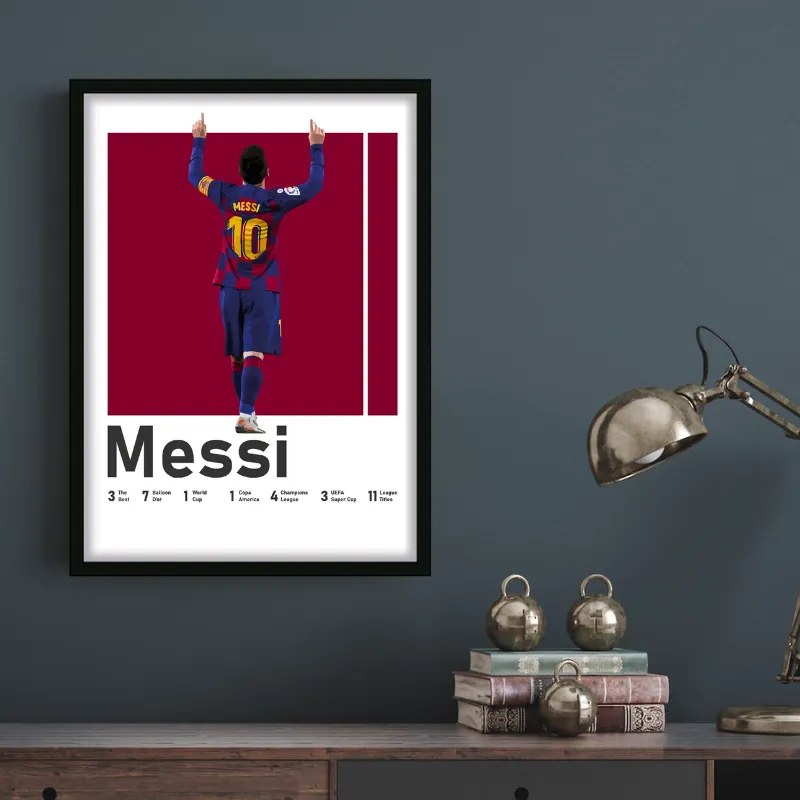 Πόστερ &amp; Κάδρο Messi SC068 30x40cm Μαύρο Ξύλινο Κάδρο (με πόστερ)