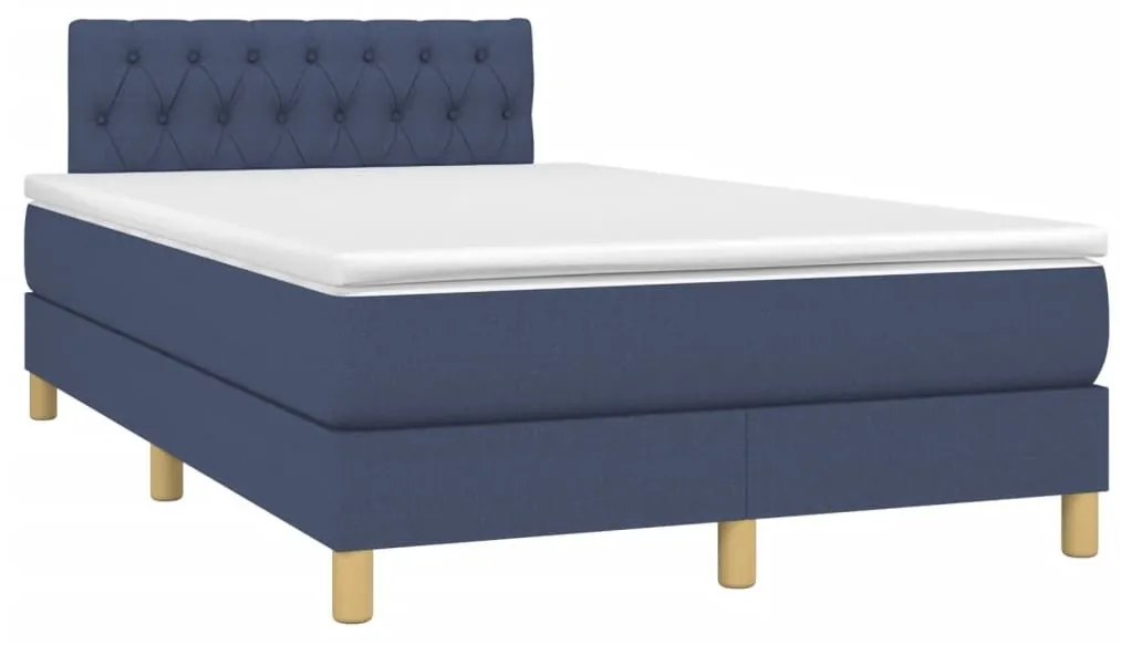 Κρεβάτι Boxspring με Στρώμα Μπλε 120x190 εκ. Υφασμάτινο - Μπλε