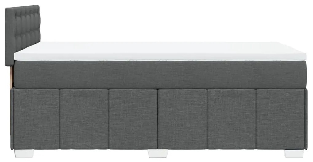 Κρεβάτι Boxspring με Στρώμα Σκούρο Γκρι 100x200 εκ. Υφασμάτινο - Γκρι