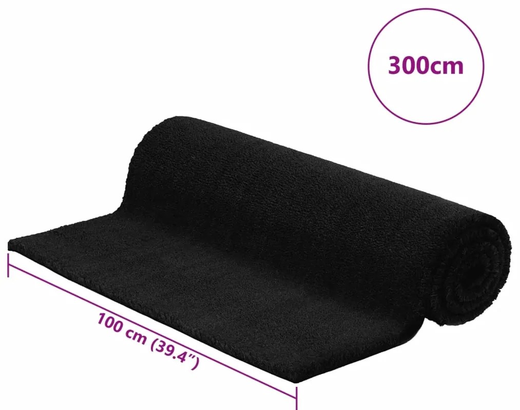 vidaXL Πατάκι Εισόδου Μαύρο 100 x 300 εκ. Θυσανωτός Κοκοφοίνικας