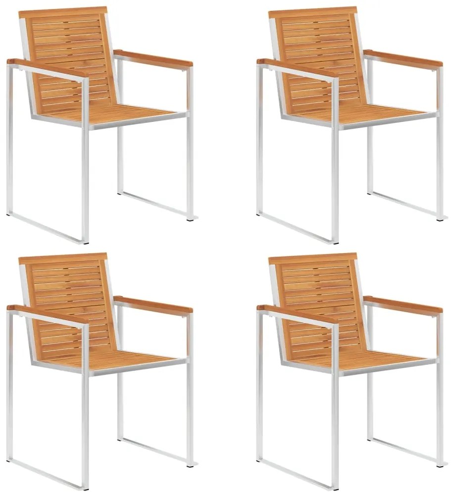 vidaXL Καρέκλες Κήπου 4 τεμ. από Μασίφ Ξύλο Ακακίας με Μαξιλάρια