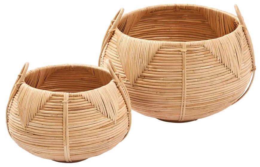 SIFIR ΚΑΛΑΘΙ ΜΕ ΛΑΒΕΣ SET 2ΤΜΧ RATTAN ΦΥΣΙΚΟ D45-32xH28-22cm - 022028 - 022028