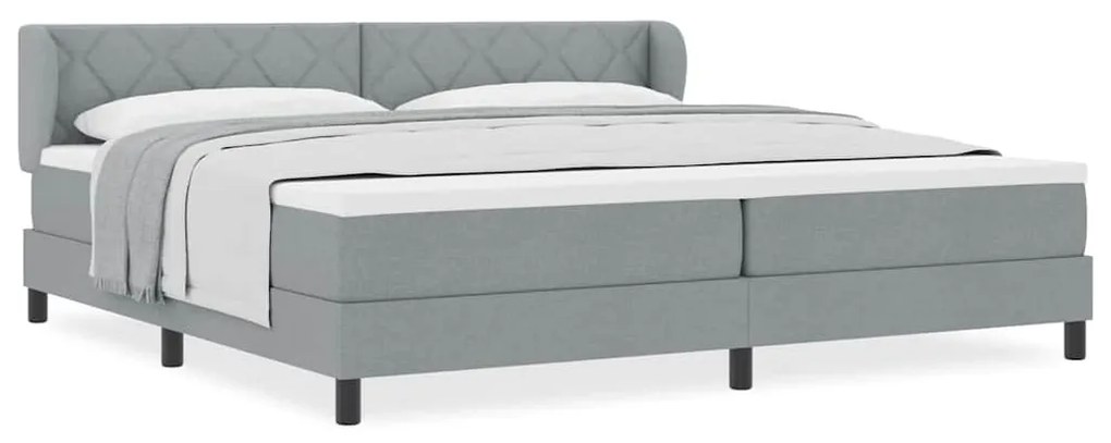 vidaXL Κρεβάτι box spring με στρώμα Ανοιχτό γκρι 200 x 200 cm ύφασμα