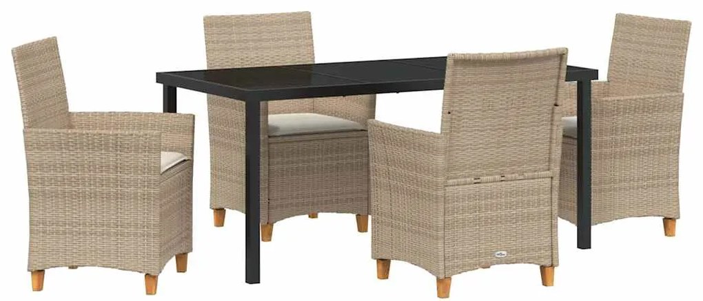vidaXL Σέτ φαγητού για κήπο 5 pcs Μπεζ συνθετικό ρατάν