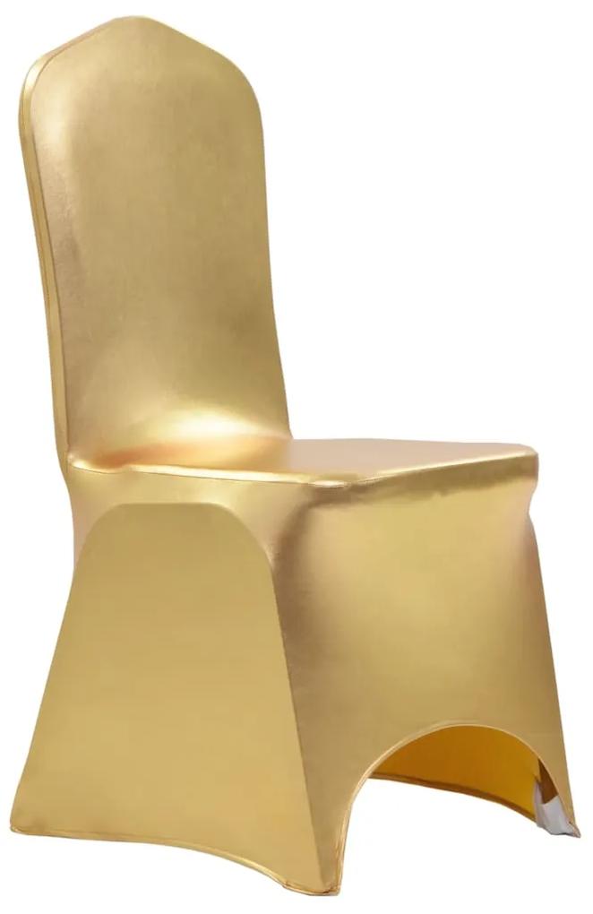 vidaXL Καλύμματα Καρέκλας Ελαστικά 6 τεμ. Χρυσά