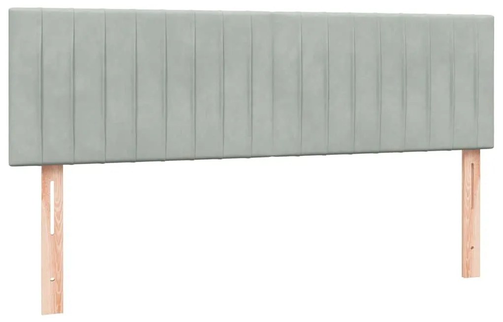 Κρεβάτι Boxspring με Στρώμα Ανοιχτό Γκρι 160x210 εκ. Βελούδινο - Γκρι