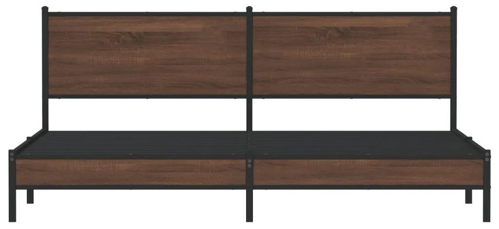 vidaXL Σκελετός Κρεβ. Χωρίς Στρώμα Καφέ Δρυς 200x200 εκ. Μεταλλικό