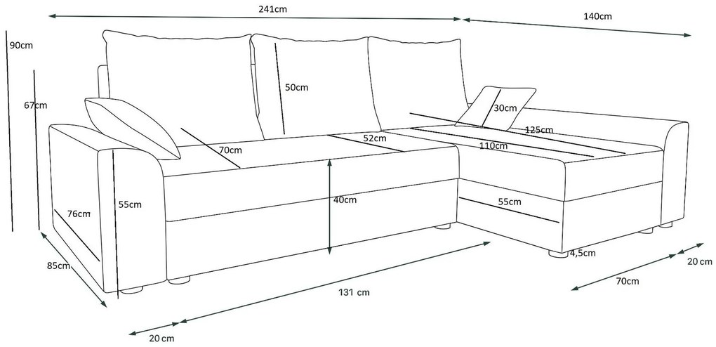 Γωνιακός καναπές Jason-Mauro-Prasino