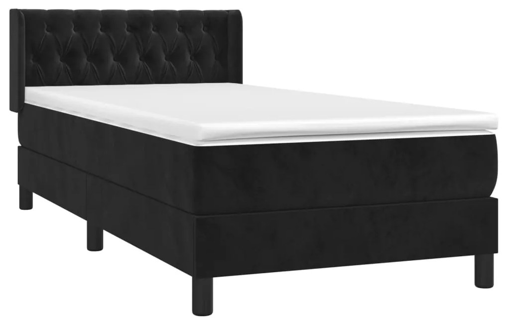 vidaXL Κρεβάτι Boxspring με Στρώμα Μαύρο 100x200 εκ. Βελούδινο