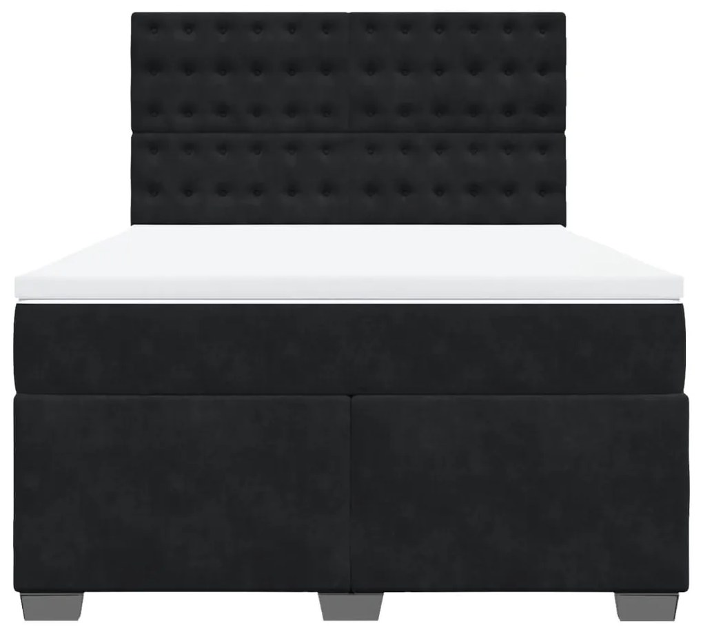 vidaXL Κρεβάτι Boxspring με Στρώμα Μαύρο 160x200 εκ. Βελούδινο