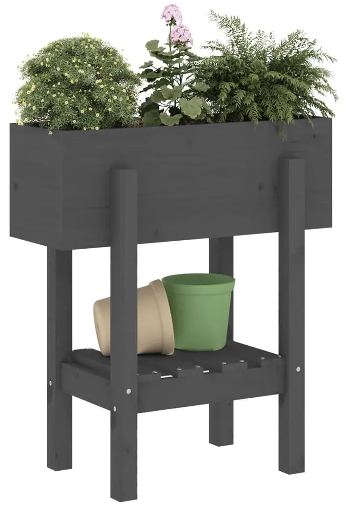 vidaXL Ζαρντινιέρα Γκρι 62 x 30 x 69 εκ. από Μασίφ Ξύλο Πεύκου