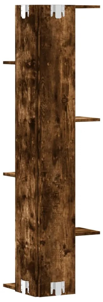vidaXL Γωνιακή Ραφιέρα Τοίχου Καπνιστή Δρυς 36,5x36,5x140εκ Επεξ. Ξύλο