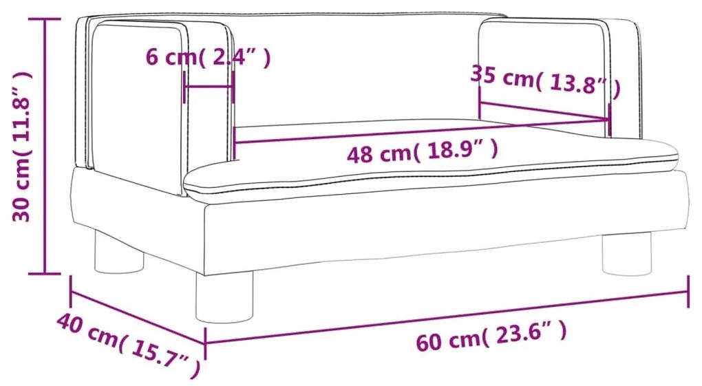 Καναπές Παιδικός Σκούρο Γκρι 60 x 40 x 30 εκ. από Βελούδο - Γκρι