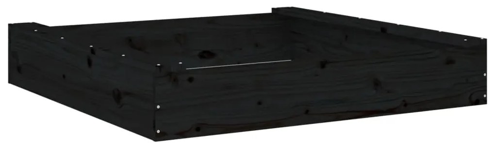 vidaXL Αμμοδόχος με Καθίσματα Μαύρη Τετράγωνη από Μασίφ Ξύλο Πεύκου